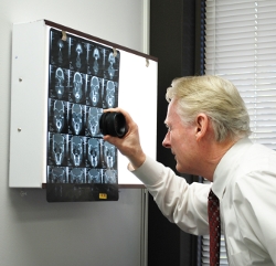 James S. Sorrels personal injury lawyer examining xrays